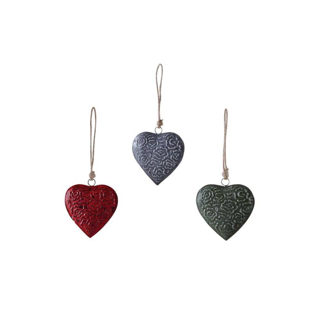 Aubry Gaspard - Coeur à suspendre en métal (Lot de 3) Taille 2