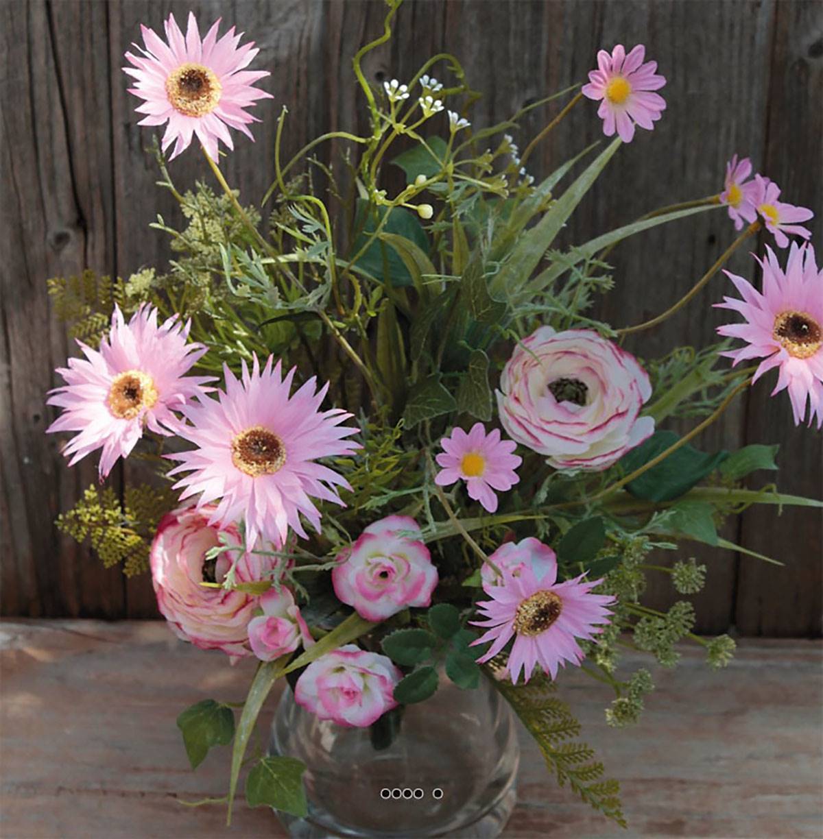 Joli bouquet de gerberas et de renoncules artificiels H 45 cm Rose - couleur: Rose - Image 3