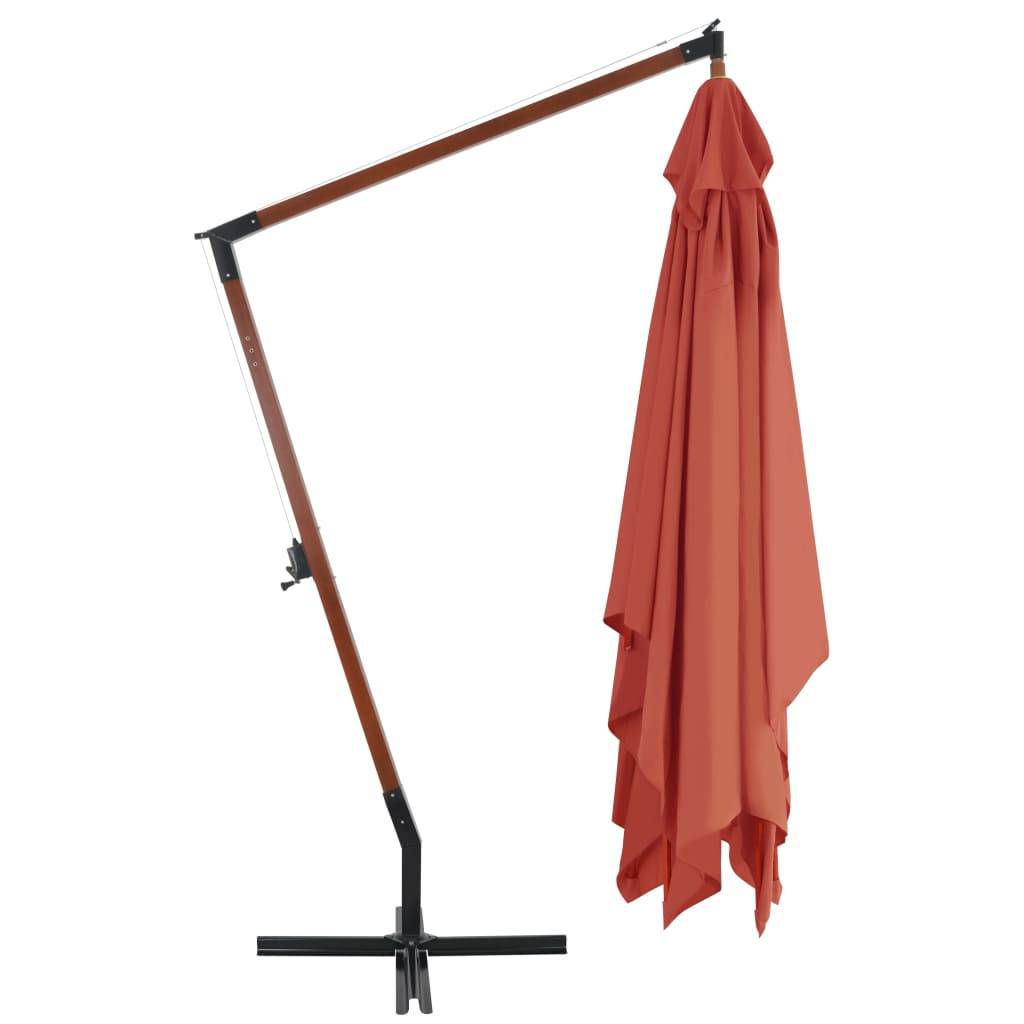 Helloshop26 - Parasol meuble de jardin en porte-à-faux avec mât en bois 400 x 300 cm terre cuite - Imagen 3
