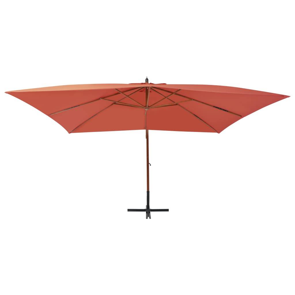 Helloshop26 - Parasol meuble de jardin en porte-à-faux avec mât en bois 400 x 300 cm terre cuite - Imagen 2