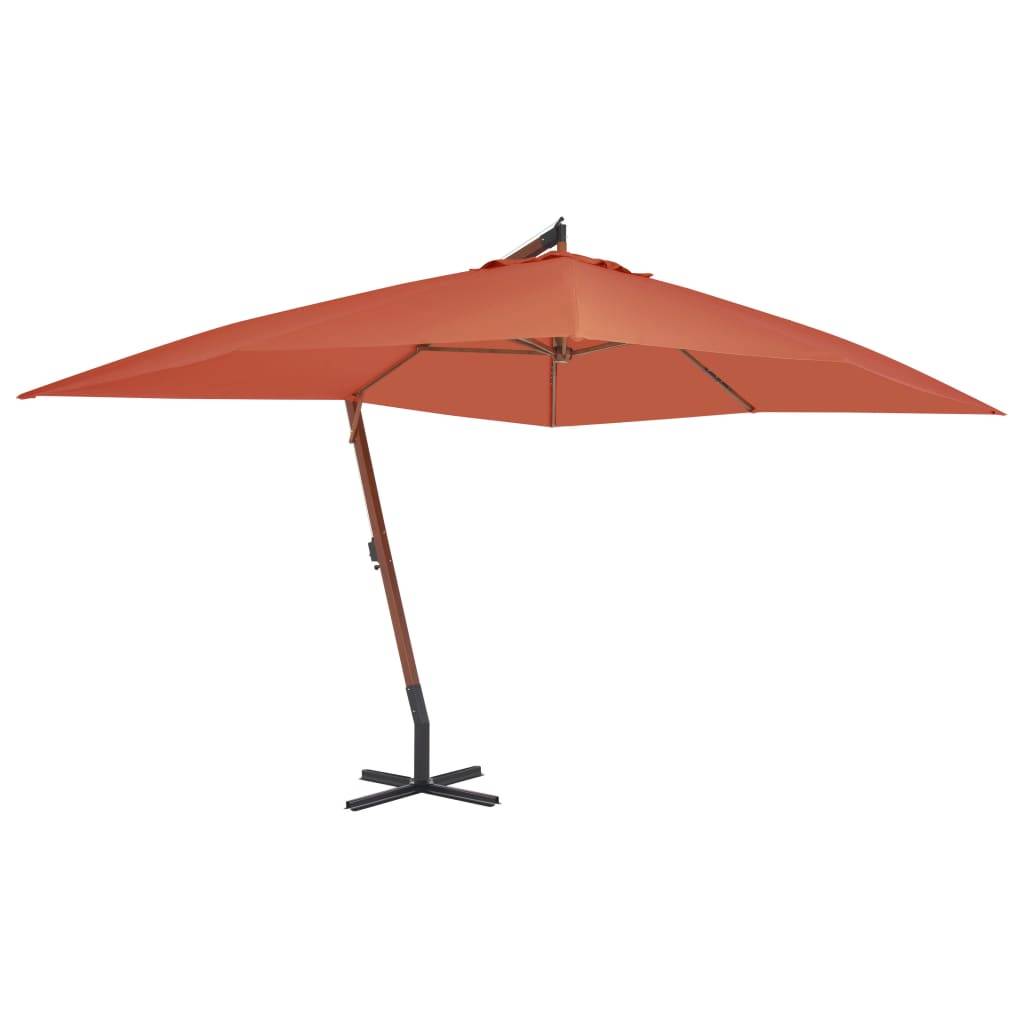 Helloshop26 - Parasol meuble de jardin en porte-à-faux avec mât en bois 400 x 300 cm terre cuite - Imagen 1