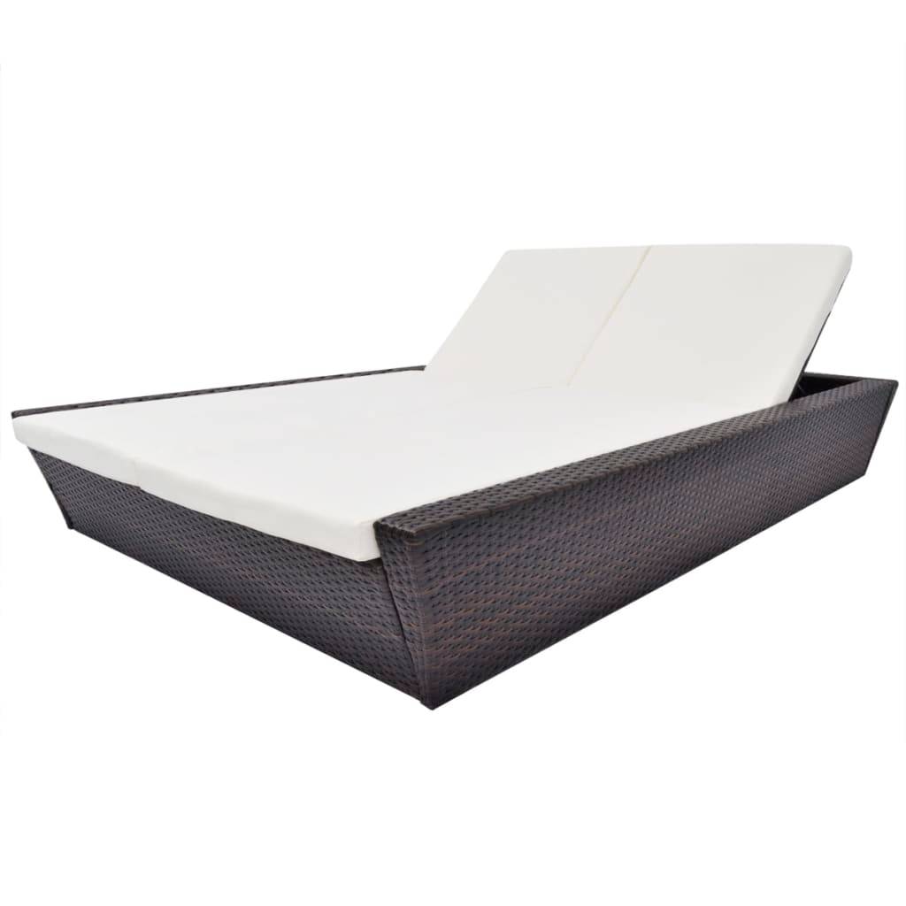 Vidaxl - Lit de repos d'extérieur avec coussin Résine tressée Marron vidaXL 42902 - Imagen 1