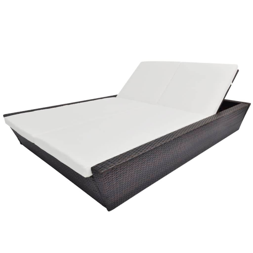 Vidaxl - Lit de repos d'extérieur avec coussin Résine tressée Marron vidaXL 42902 - Imagen 5