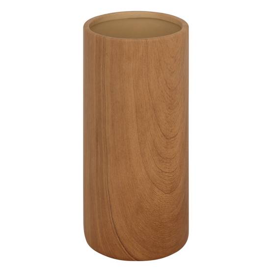 Vase cylindre en céramique effet bois D 9,5 x H 20 cm - Image 1