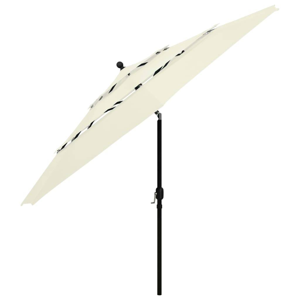 Helloshop26 - Parasol à 3 niveaux avec mât en aluminium 3,5 m sable - Imagen 3