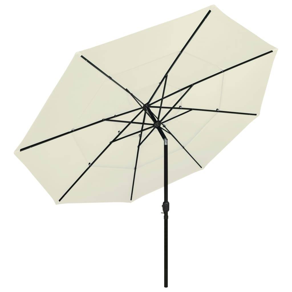 Helloshop26 - Parasol à 3 niveaux avec mât en aluminium 3,5 m sable - Imagen 2