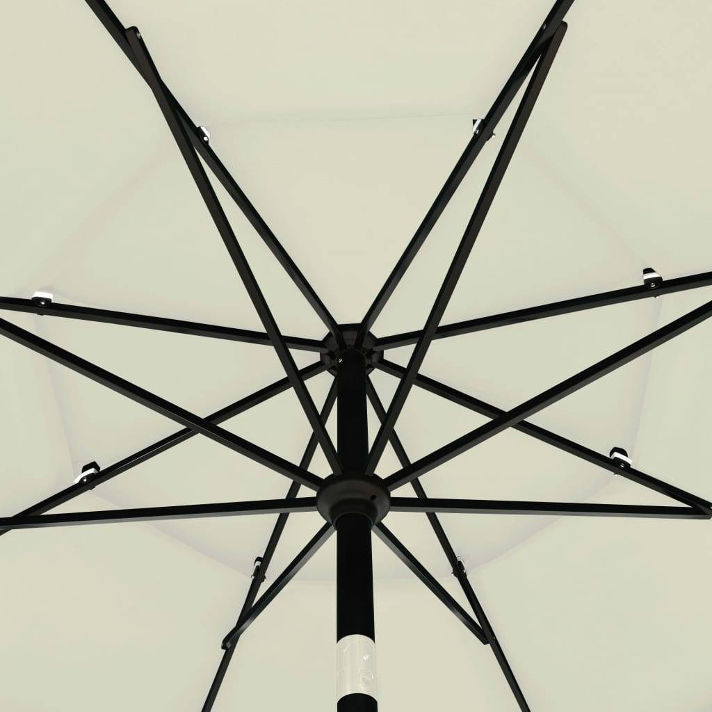 Helloshop26 - Parasol à 3 niveaux avec mât en aluminium 3,5 m sable - Imagen 6
