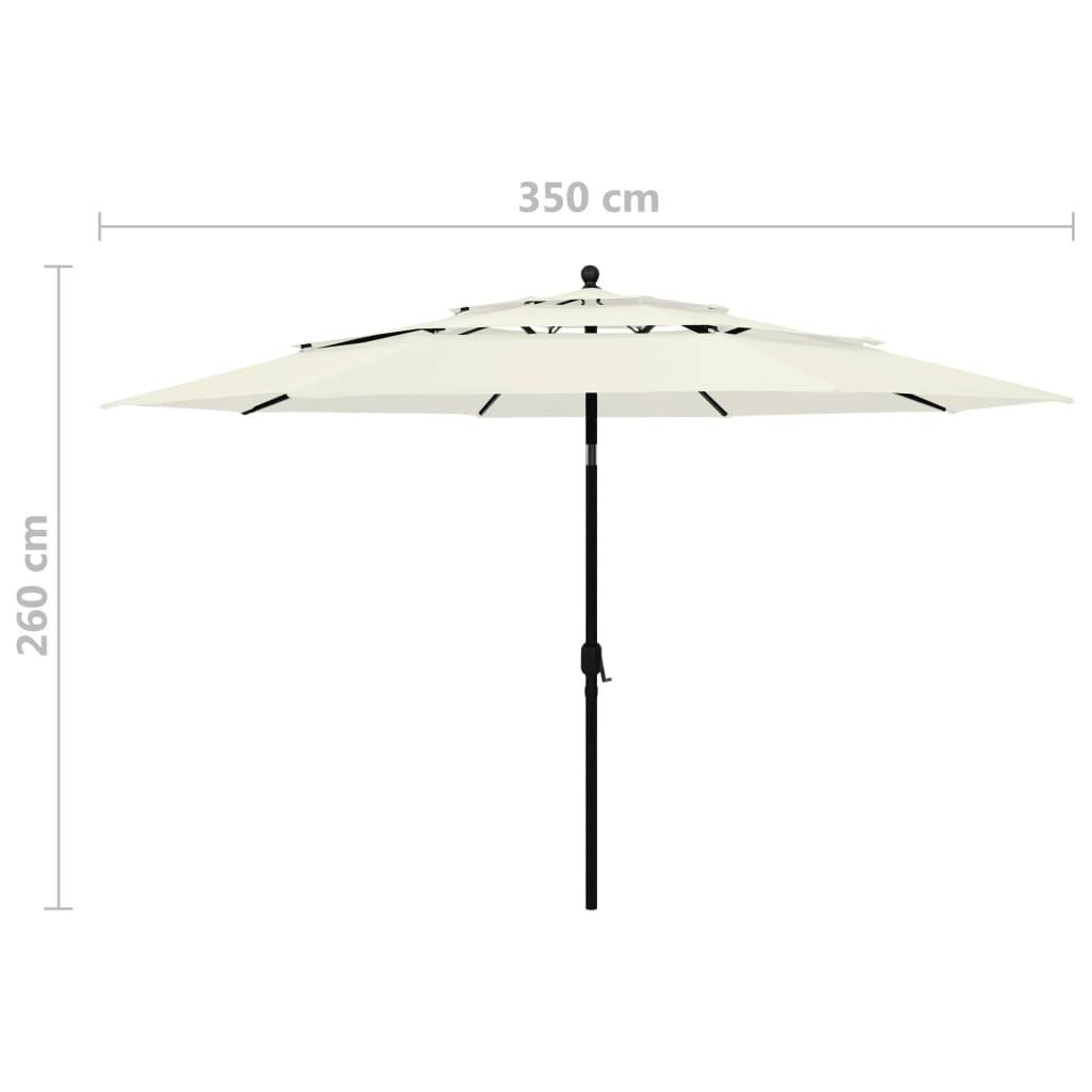 Helloshop26 - Parasol à 3 niveaux avec mât en aluminium 3,5 m sable - Imagen 7