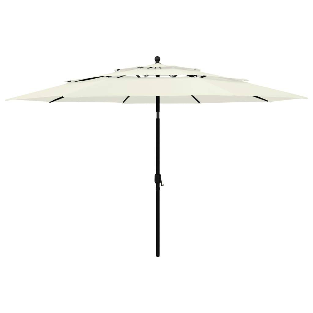 Helloshop26 - Parasol à 3 niveaux avec mât en aluminium 3,5 m sable - Imagen 1