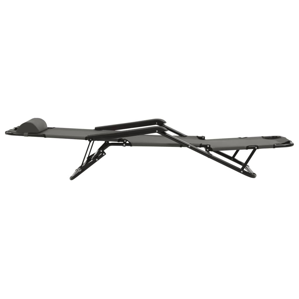 Vidaxl - Chaises longues pliables 2 pcs avec repose-pied Acier Gris vidaXL 44345 - Imagen 7