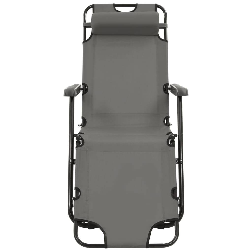Vidaxl - Chaises longues pliables 2 pcs avec repose-pied Acier Gris vidaXL 44345 - Imagen 9