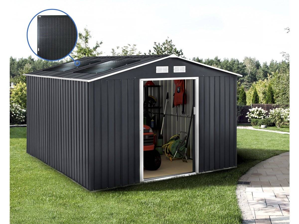 Habitat Et Jardin - Abri De Jardin Métal - "vegas" - 12.98 M² Avec Panneaux Solaires - Gris -habitat Et Jardin - Imagen 2