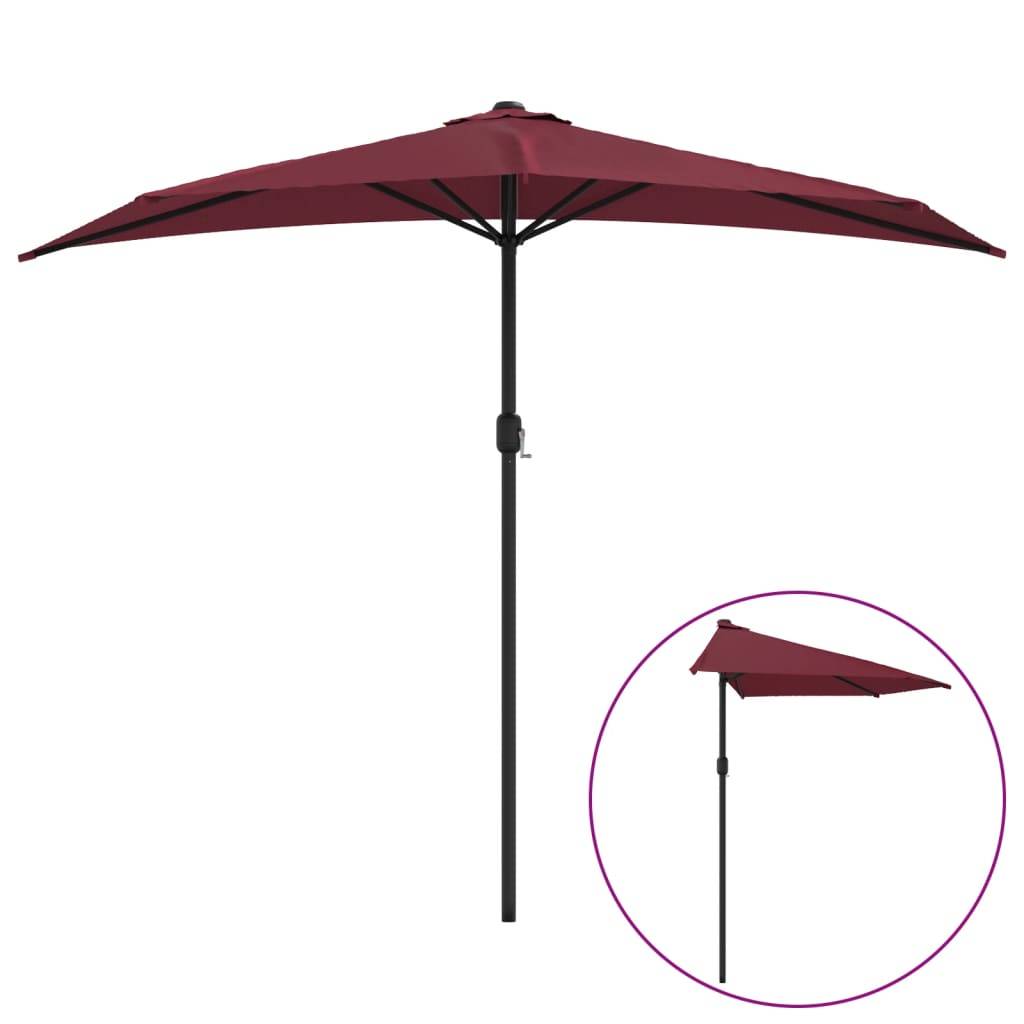 Vidaxl - Parasol de balcon mât en aluminium Bordeaux 270x144x222 cm Demi vidaXL 312498 - Imagen 2