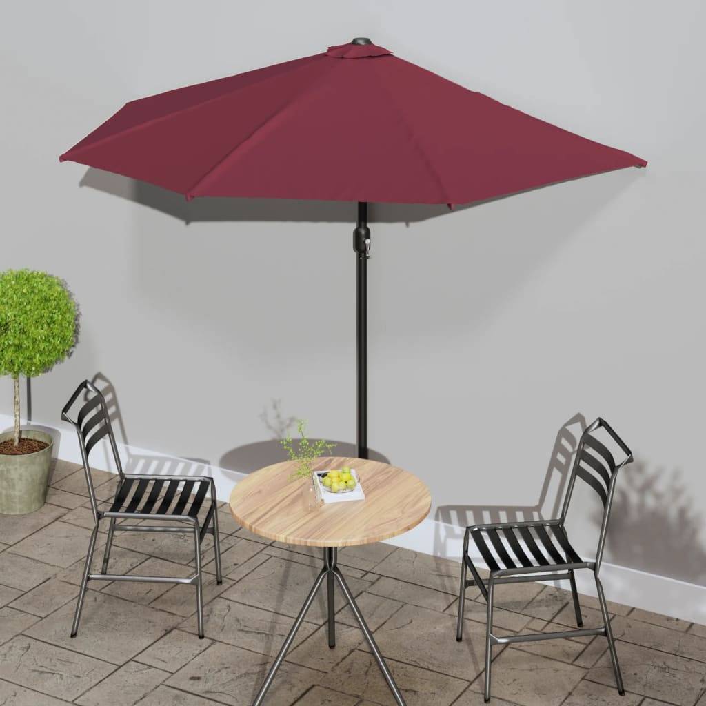 Vidaxl - Parasol de balcon mât en aluminium Bordeaux 270x144x222 cm Demi vidaXL 312498 - Imagen 1