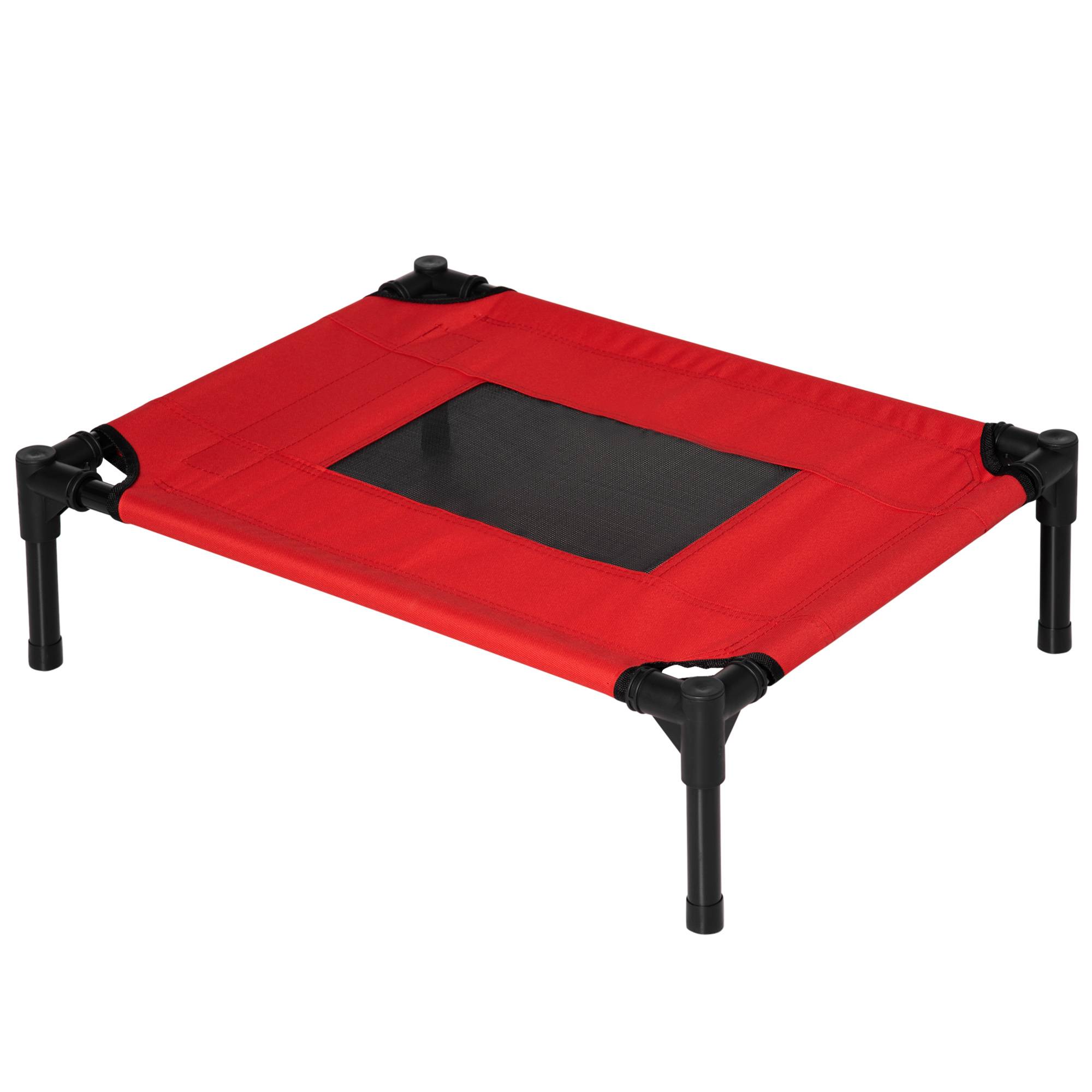 Lit surélevé chien chat portable textilène Oxford respirant 61x46x18cm rouge - ComfortXL Outdoor Living - Image 2