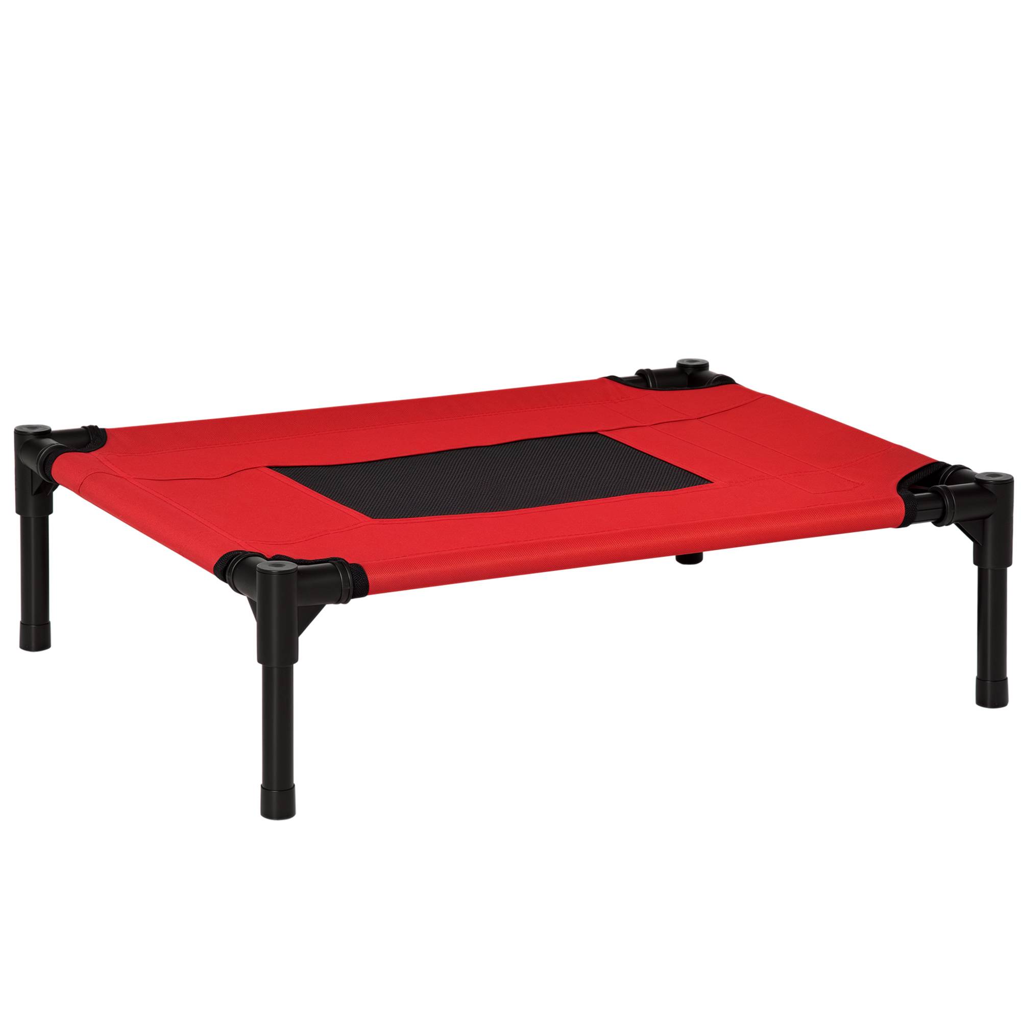Lit surélevé chien chat portable textilène Oxford respirant 61x46x18cm rouge - ComfortXL Outdoor Living - Image 1