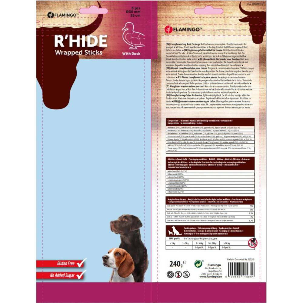 animallparadise - Friandise 3 bâtons a mâcher ø 3 cm x 25 cm au canard 240 g pour chien. - Imagen 8