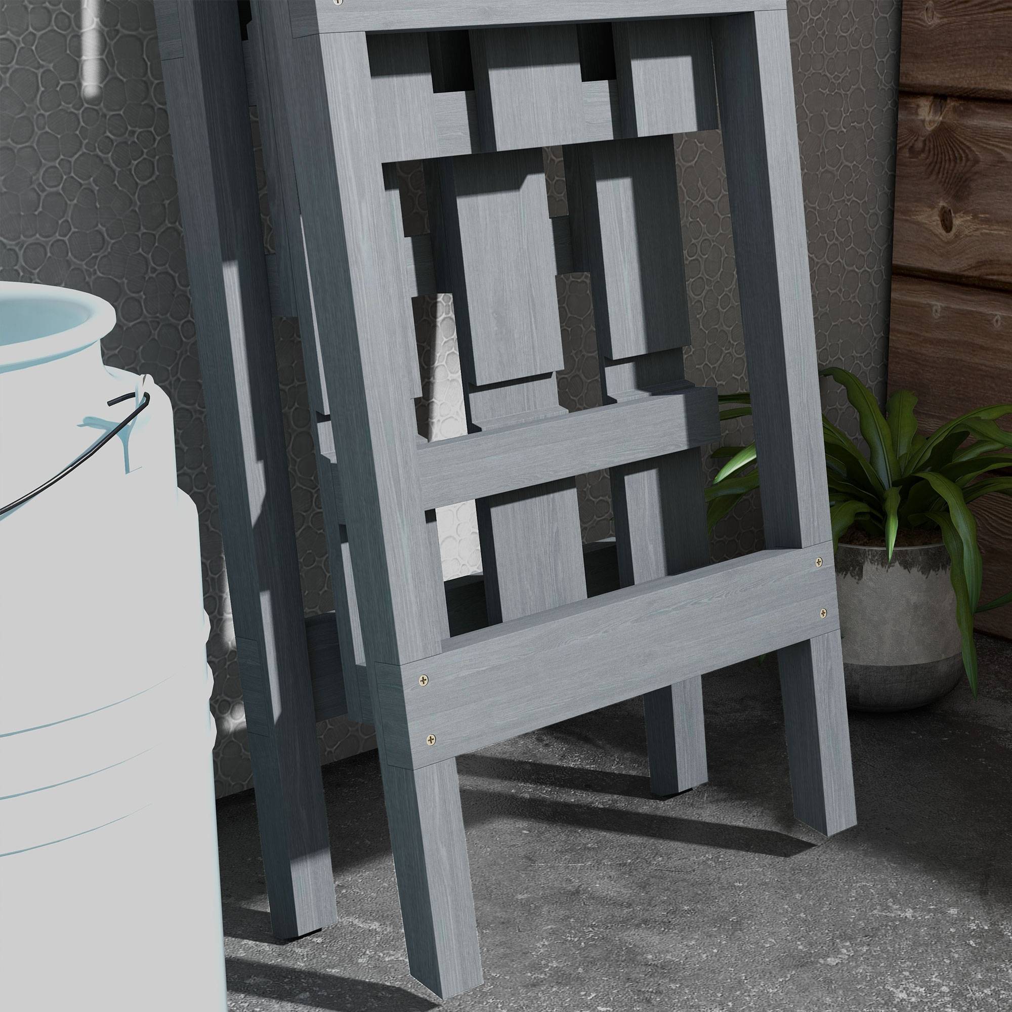 Support à plantes pliable en bois, étagère à 3 niveaux en forme de A pour pots de fleurs, 100 x 36 x 112 cm, gris - Image 10