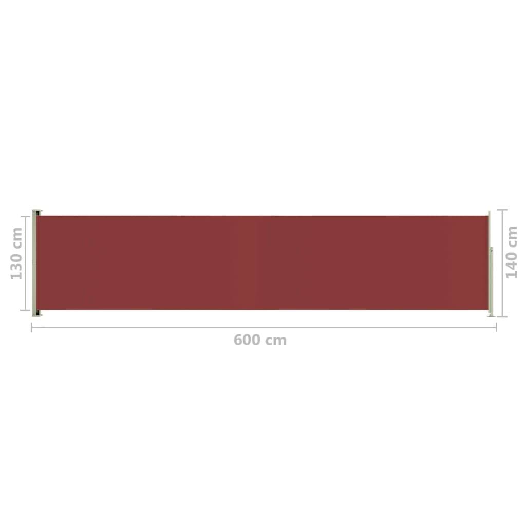 Helloshop26 - Auvent paravent store brise-vue latéral rétractable de patio jardin terrasse balcon protection visuelle écran 140 x 600 cm rouge - Imagen 6