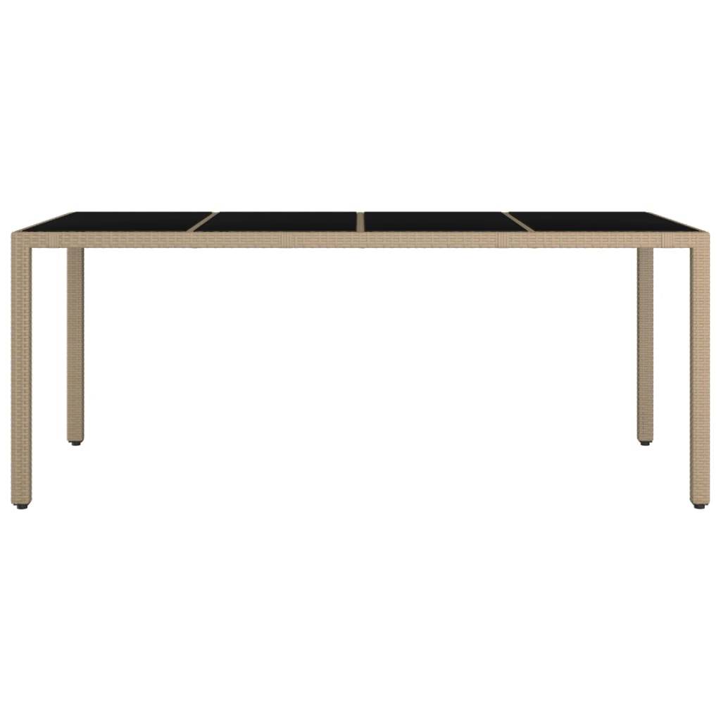 ComfortXL - Table de Jardin Moderne Beige 190cm en Résine Tressée avec Plateau en Verre Trempé Robuste – ComfortXL Outdoor Living - Image 3