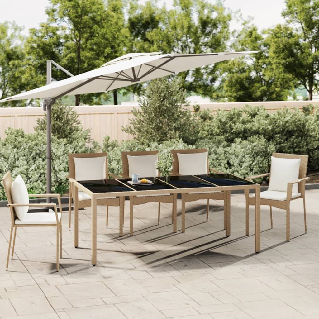 ComfortXL - Table de Jardin Moderne Beige 190cm en Résine Tressée avec Plateau en Verre Trempé Robuste – ComfortXL Outdoor Living - Image 1