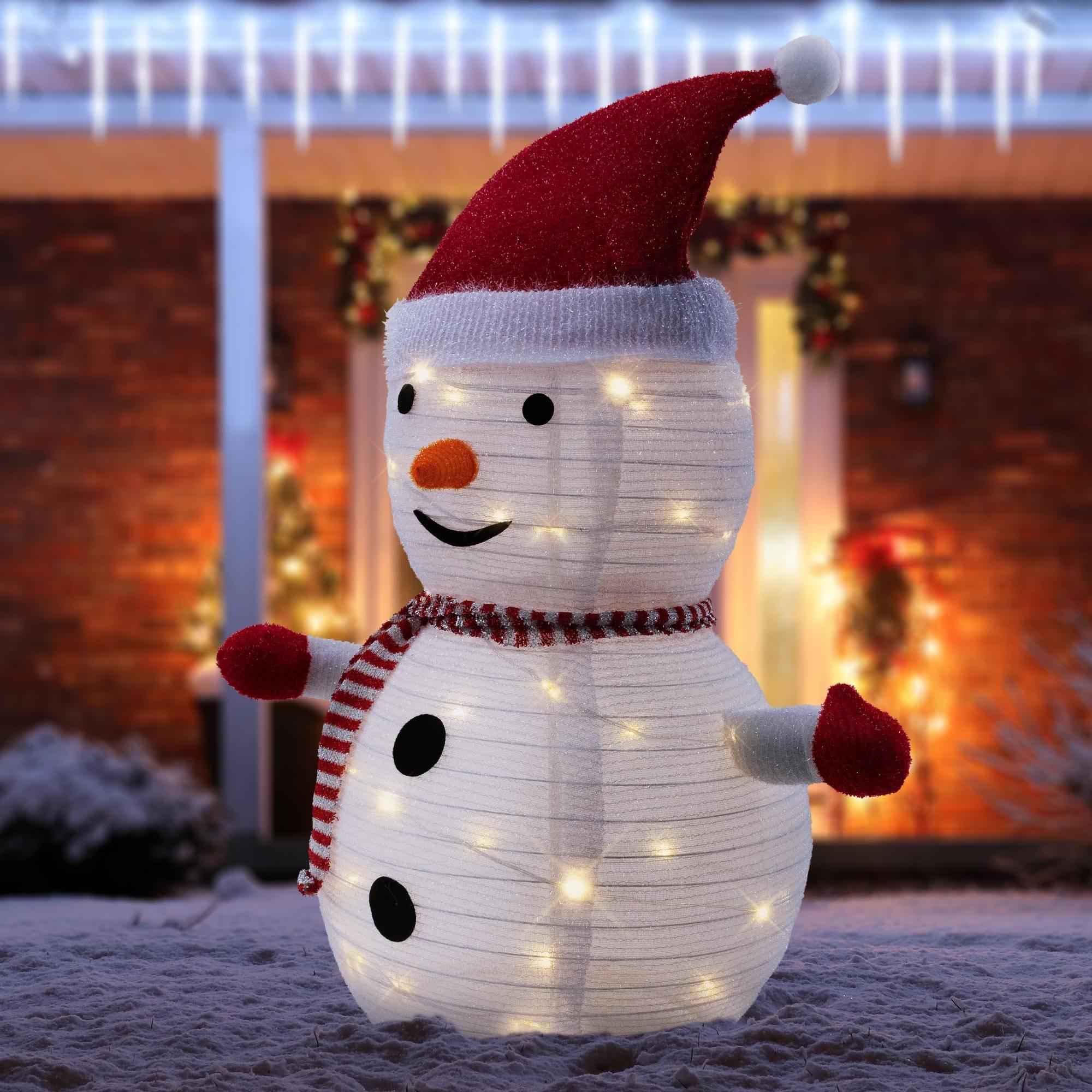 Ecd-Germany - Bonhomme de neige LED décoration avec bonnet écharpe gants 68cm figurine d'hiver - Imagen 8
