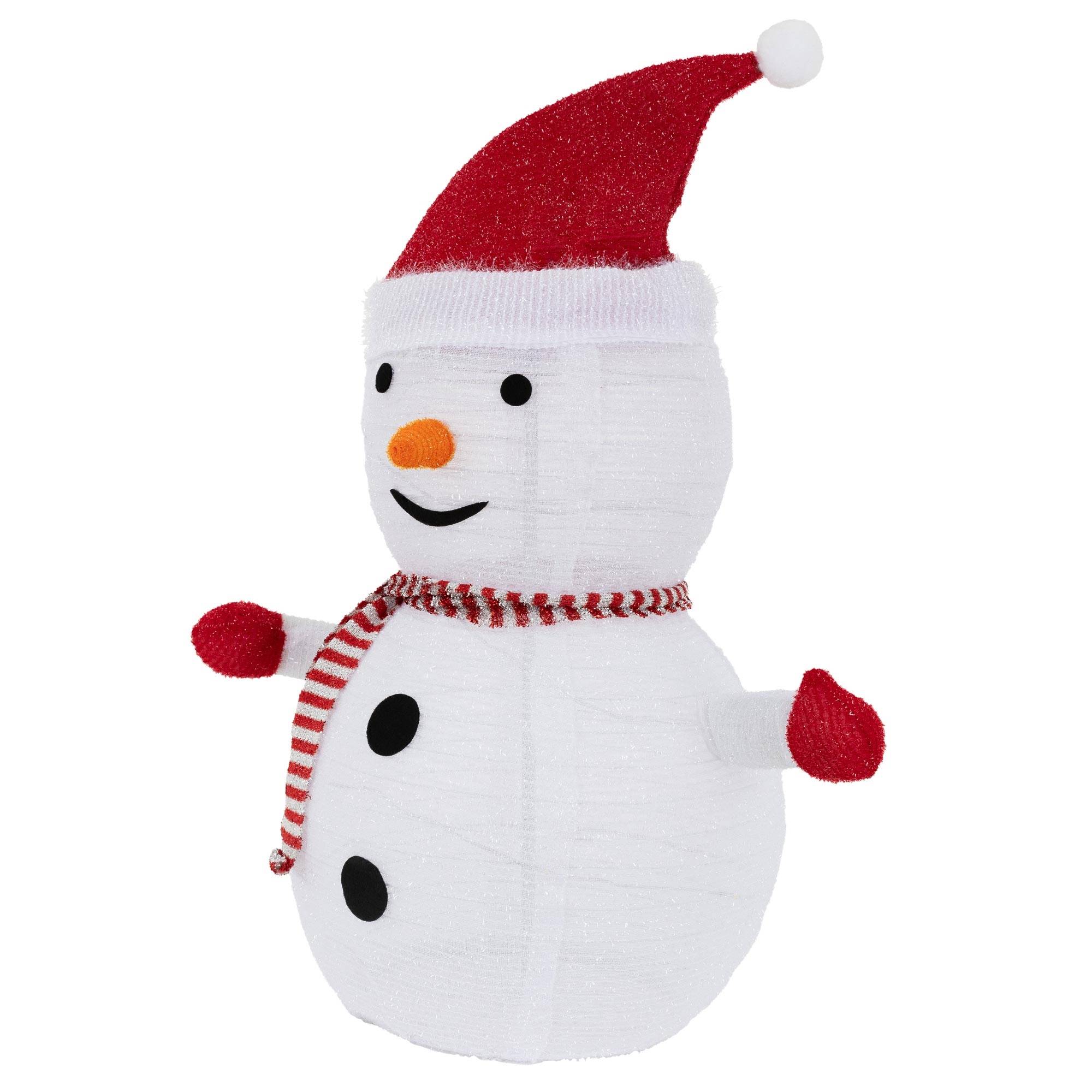 Ecd-Germany - Bonhomme de neige LED décoration avec bonnet écharpe gants 68cm figurine d'hiver - Imagen 1