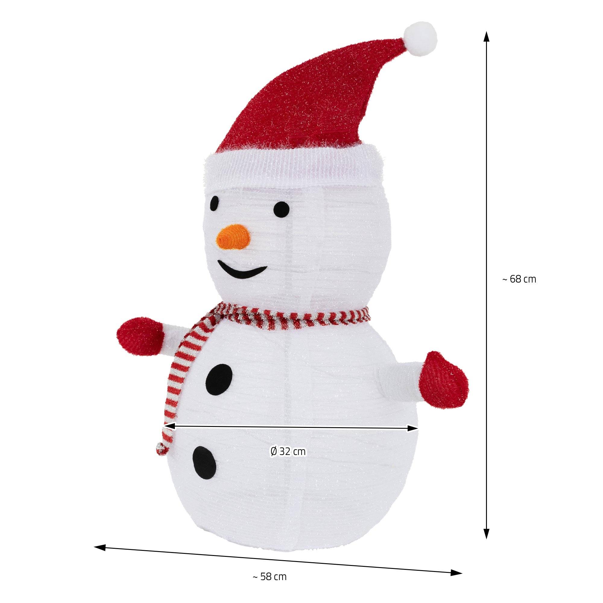 Ecd-Germany - Bonhomme de neige LED décoration avec bonnet écharpe gants 68cm figurine d'hiver - Imagen 7