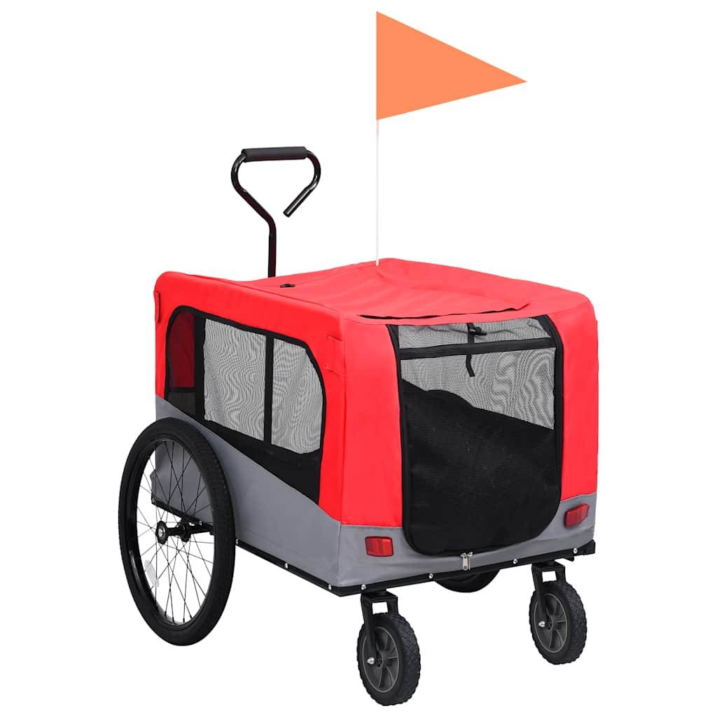 Vidaxl - Remorque de vélo pour chiens et poussette 2-en-1 rouge et gris vidaXL 92440 - Imagen 1