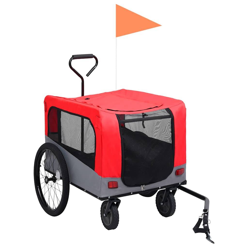 Vidaxl - Remorque de vélo pour chiens et poussette 2-en-1 rouge et gris vidaXL 92440 - Imagen 2