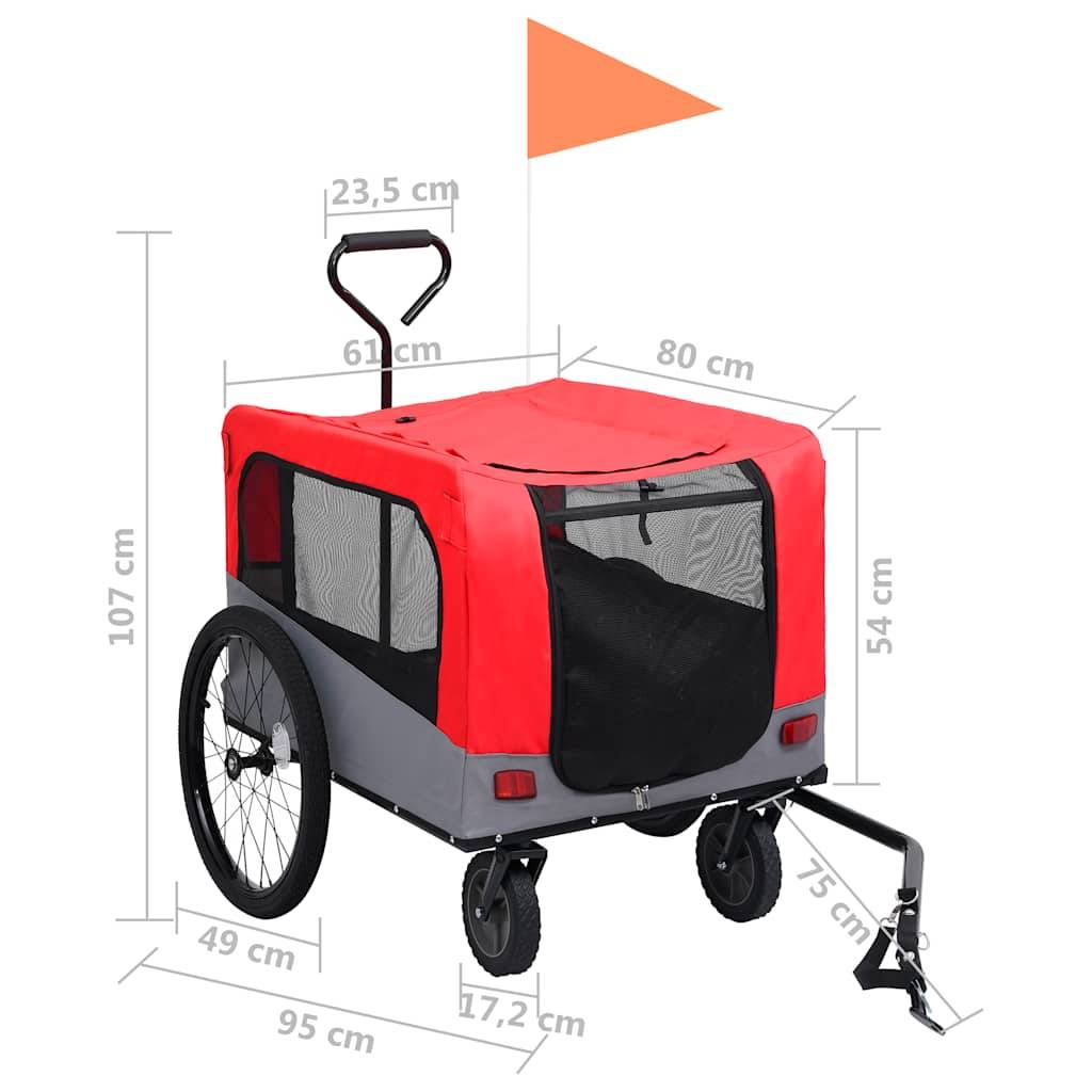 Vidaxl - Remorque de vélo pour chiens et poussette 2-en-1 rouge et gris vidaXL 92440 - Imagen 3