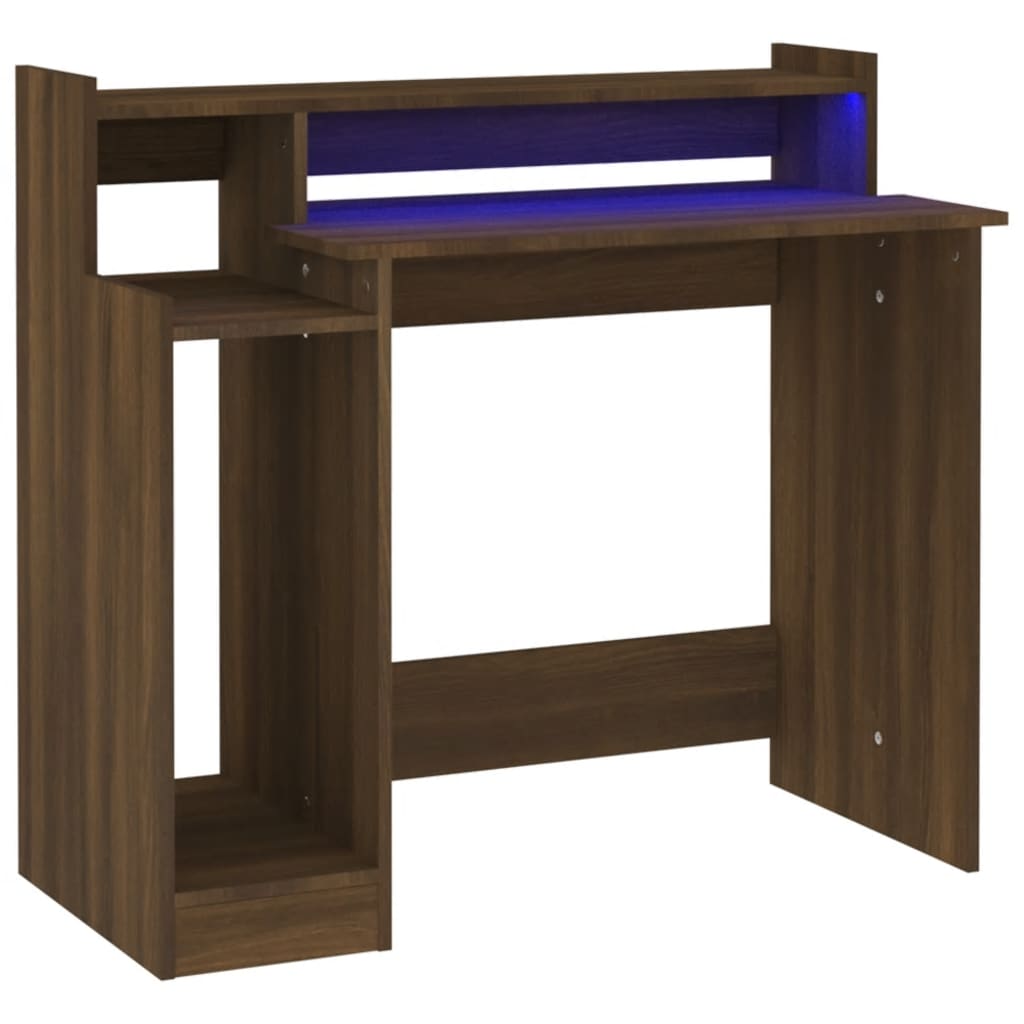 Vidaxl - Bureau et lumières LED Chêne brun 97x45x90 cm Bois d'ingénierie - vidaXL - Imagen 1