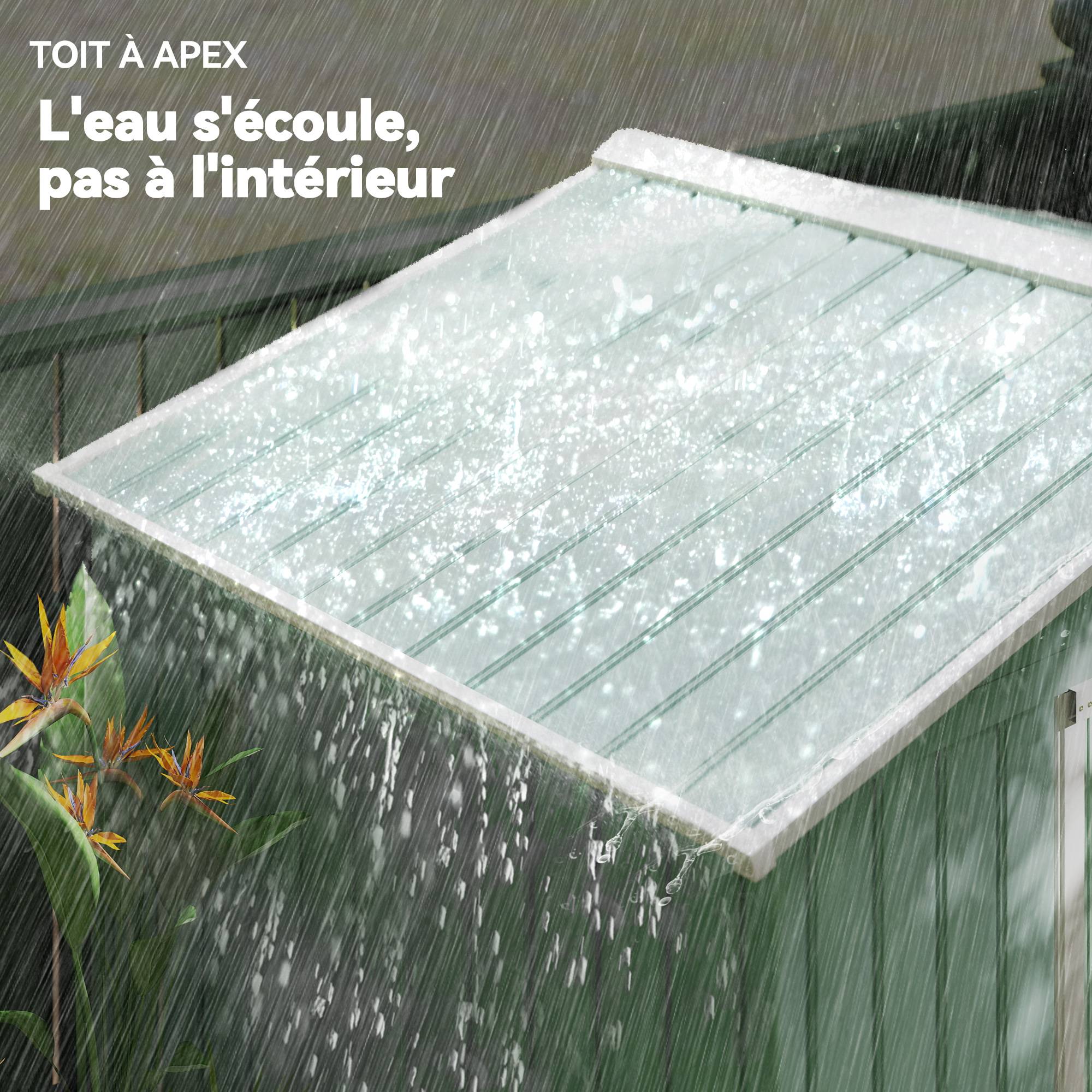 PANGIVO - Abri de jardin acier galvanisé vert clair 213 x 130 x 185 cm - PANGIVO - Image 9