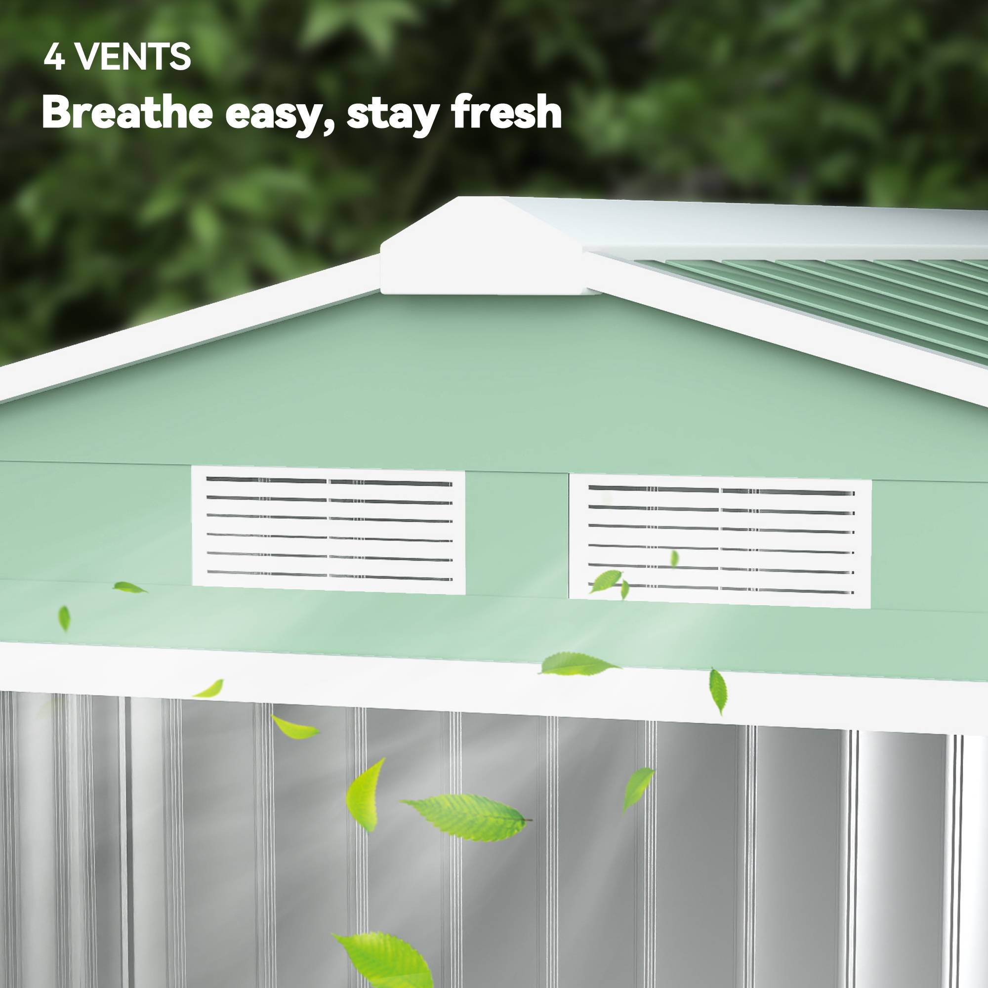 PANGIVO - Abri de jardin acier galvanisé vert clair 213 x 130 x 185 cm - PANGIVO - Image 10