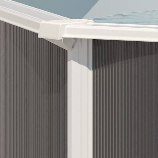 Piscine hors sol acier ovale 4,90 x 3,65 x 1,32 m anthracite VARUNA - Image 4