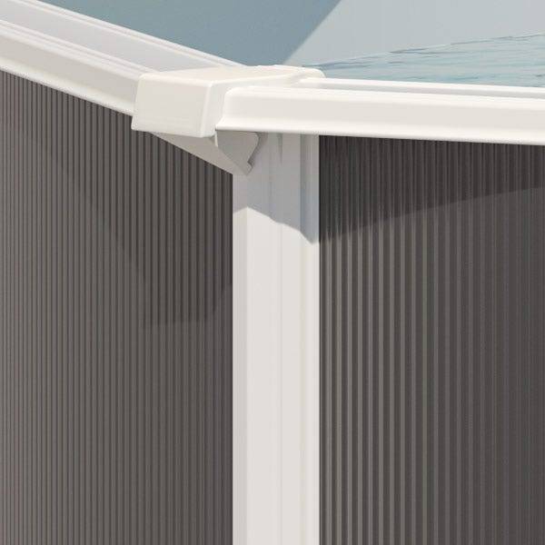 Piscine hors sol acier ovale 4,90 x 3,65 x 1,32 m anthracite VARUNA - Image 4