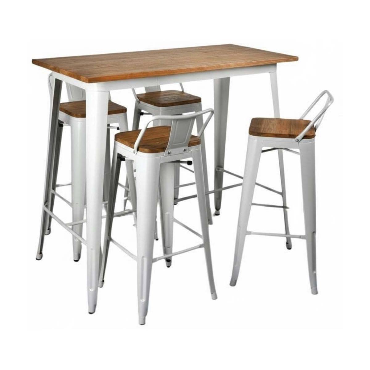 Aubry Gaspard - Ensemble table haute et tabourets métal industriel - Imagen 1