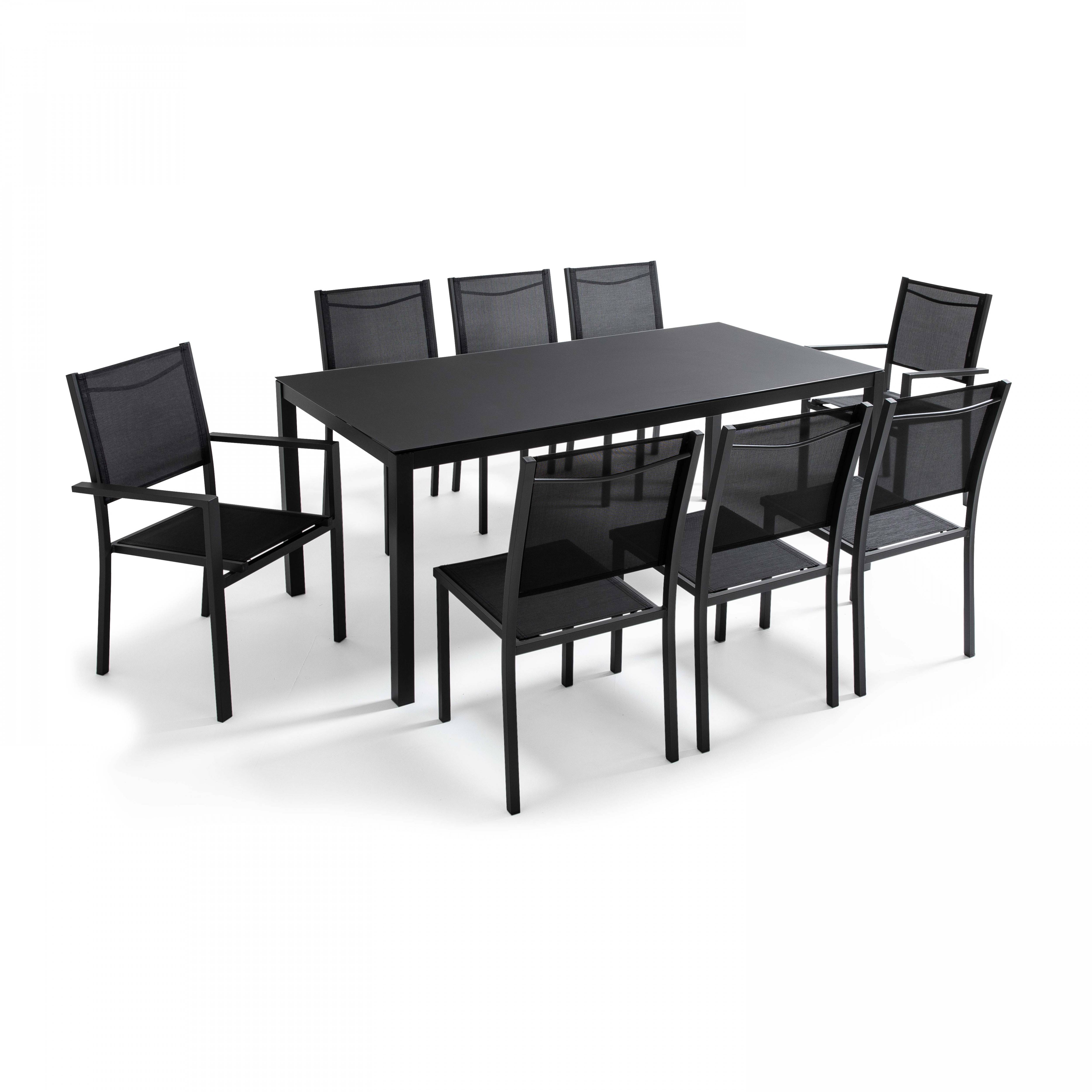 Oviala - Ensemble table de jardin et 8 chaises en aluminium gris anthracite - Oviala - Imagen 1
