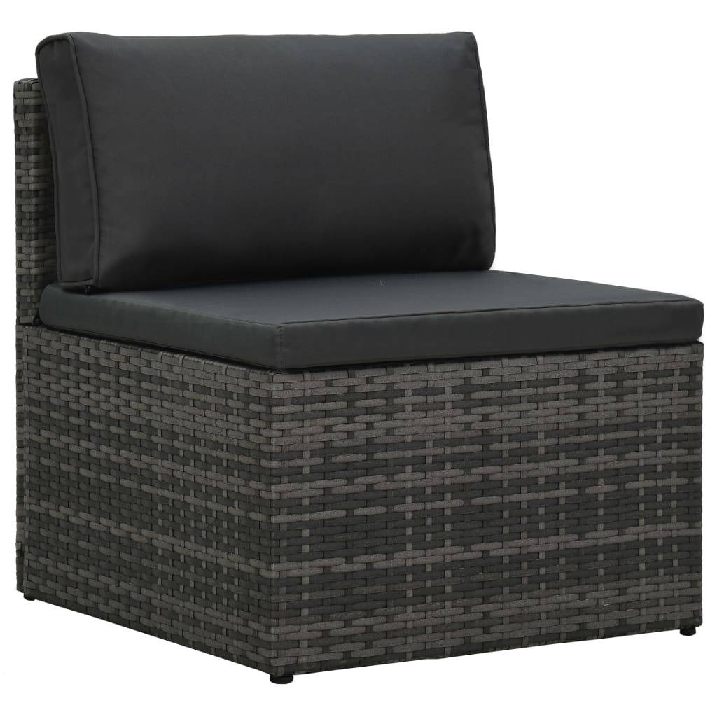 Helloshop26 - Salon de jardin meuble d'extérieur ensemble de mobilier 5 pièces avec coussins résine tressée gris - Imagen 7