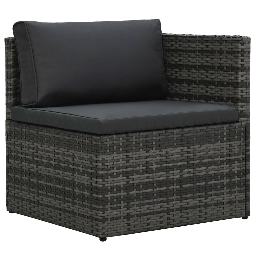 Helloshop26 - Salon de jardin meuble d'extérieur ensemble de mobilier 5 pièces avec coussins résine tressée gris - Imagen 6