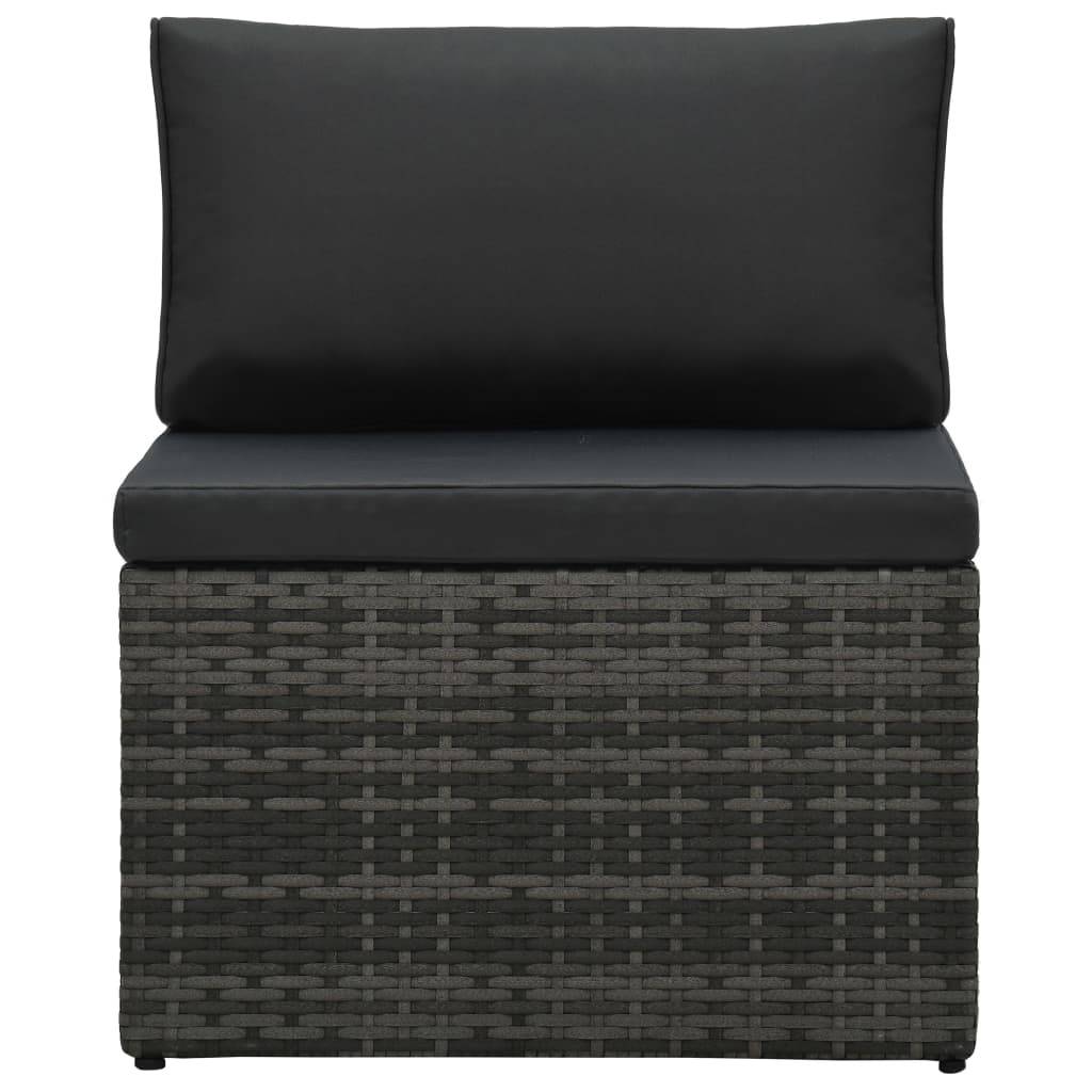 Helloshop26 - Salon de jardin meuble d'extérieur ensemble de mobilier 5 pièces avec coussins résine tressée gris - Imagen 8