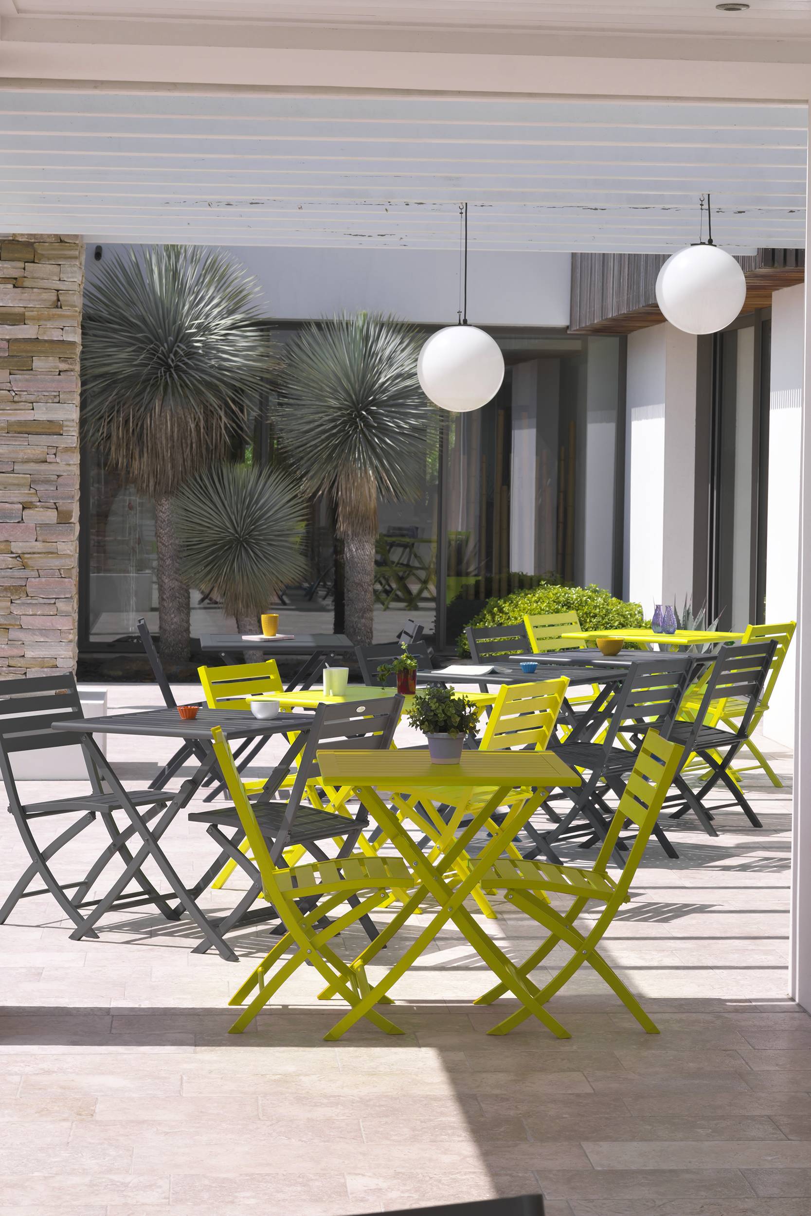 City Garden - Ensemble repas de jardin 2 places en aluminium  - Gris anthracite - MARIUS - Imagen 6