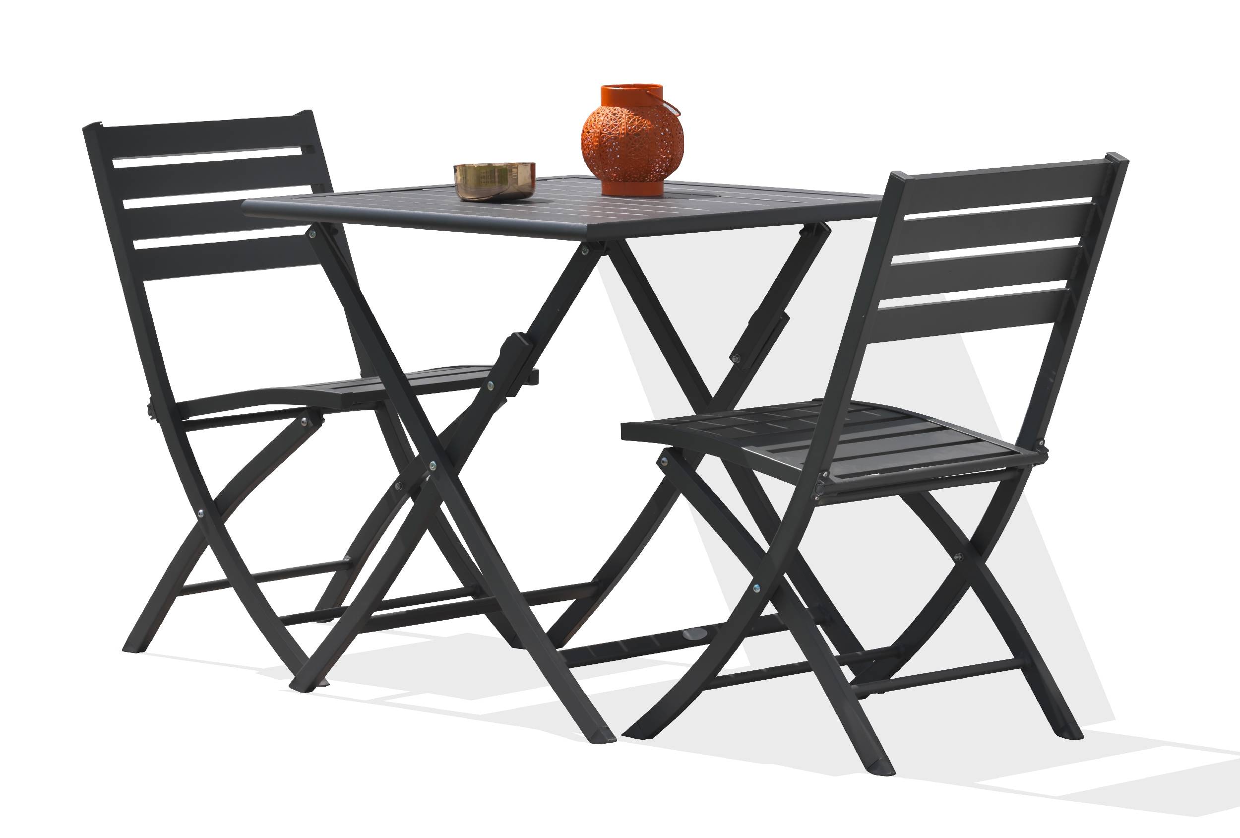 City Garden - Ensemble repas de jardin 2 places en aluminium  - Gris anthracite - MARIUS - Imagen 5