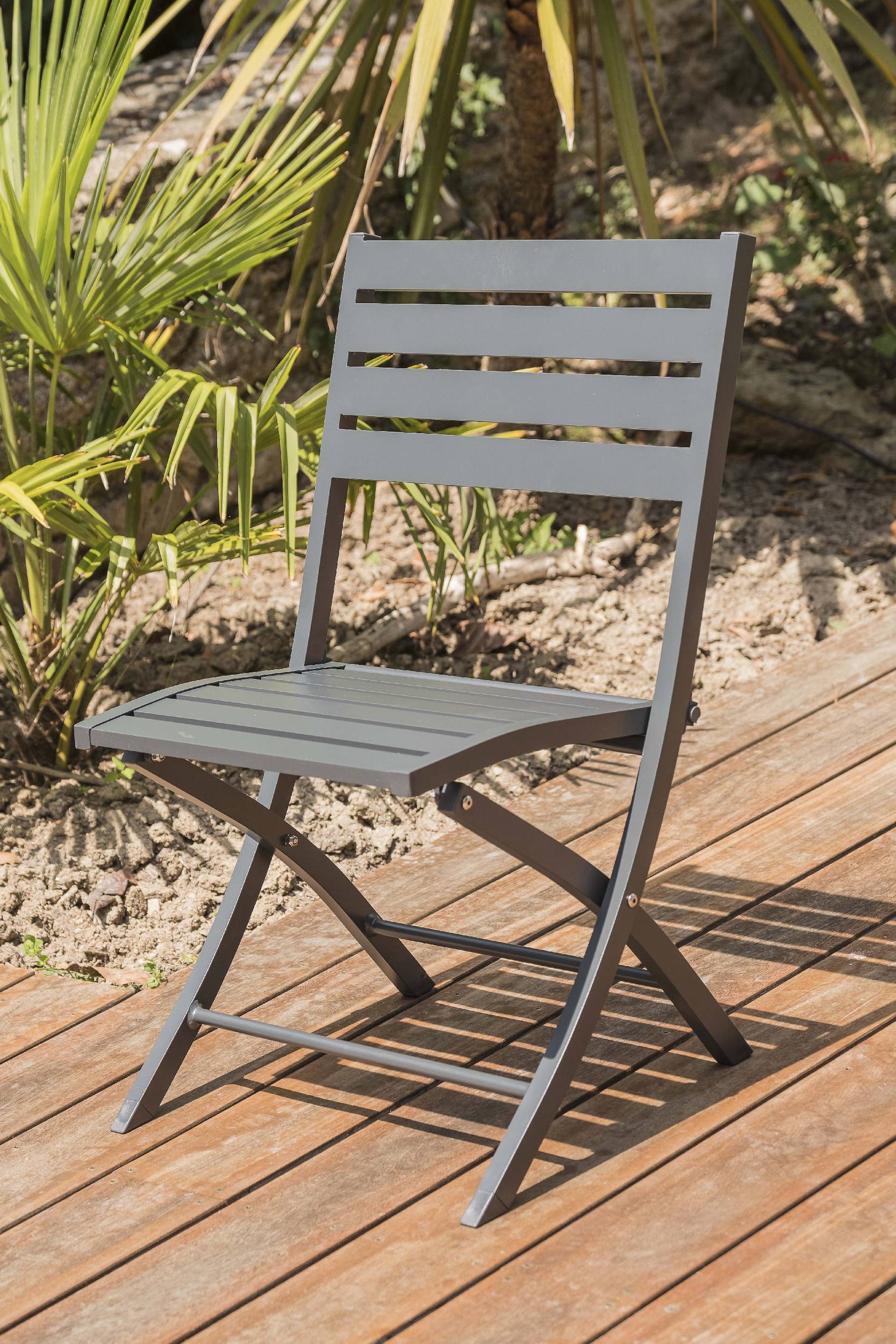 City Garden - Ensemble repas de jardin 2 places en aluminium  - Gris anthracite - MARIUS - Imagen 3