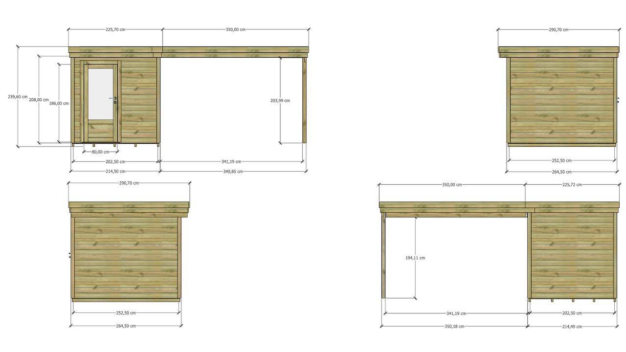 ABRI DE JARDIN bois  autoclave 27mm - 5,64x2,64m / 15m2 - Bac acier - Plancher bois - Image 4