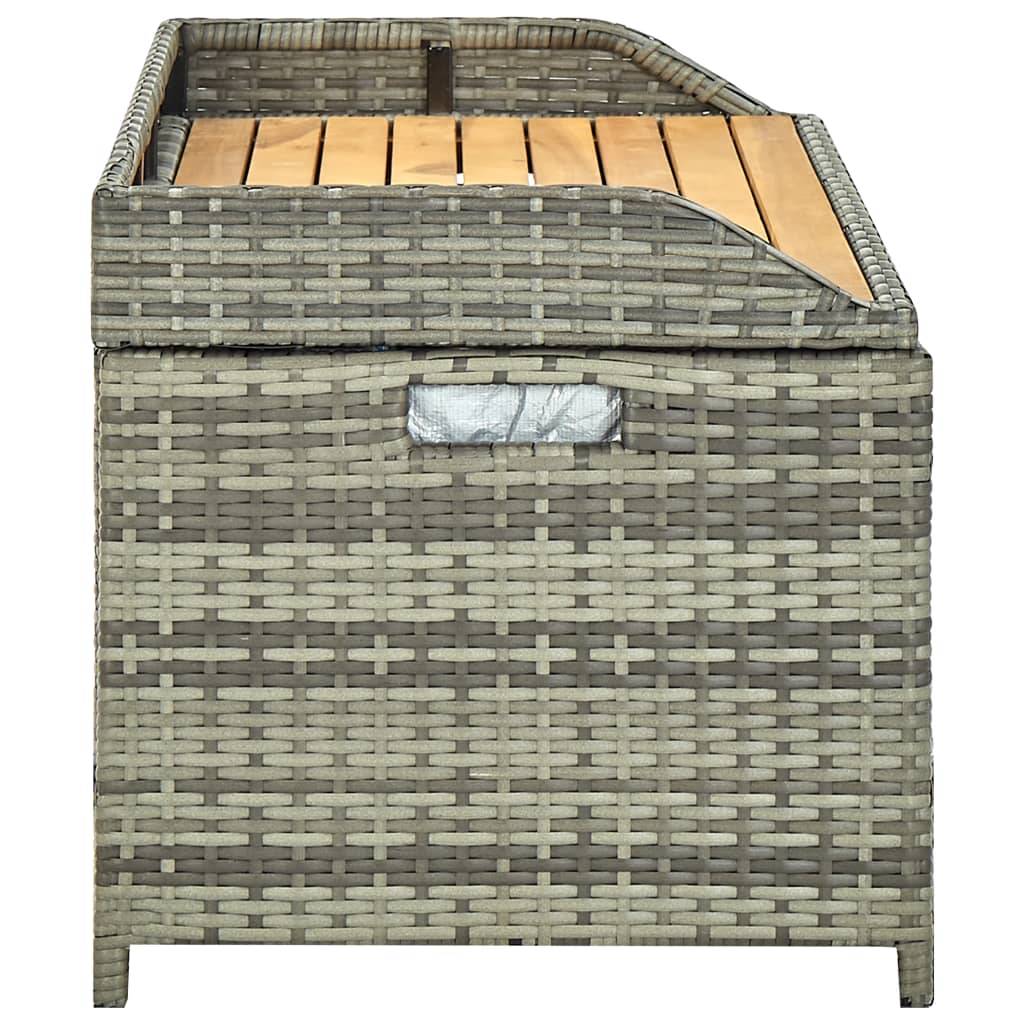Helloshop26 - Banc de jardin meuble de patio d'extérieur terrasse de rangement de jardin 120 cm résine tressée gris - Imagen 4