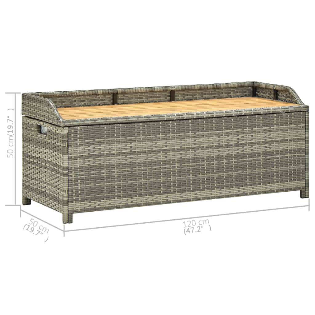 Helloshop26 - Banc de jardin meuble de patio d'extérieur terrasse de rangement de jardin 120 cm résine tressée gris - Imagen 7