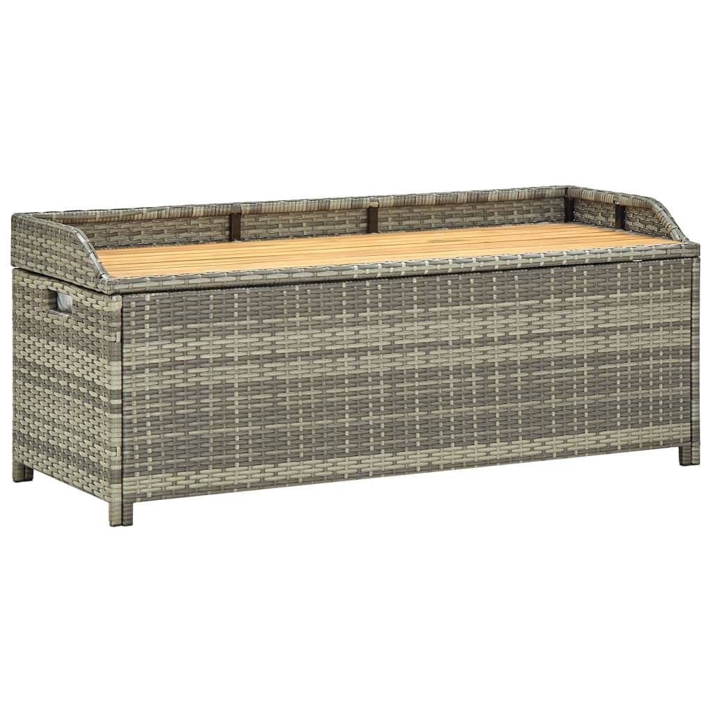 Helloshop26 - Banc de jardin meuble de patio d'extérieur terrasse de rangement de jardin 120 cm résine tressée gris - Imagen 1