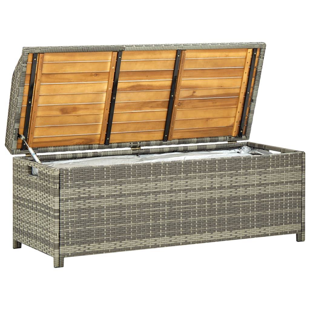 Helloshop26 - Banc de jardin meuble de patio d'extérieur terrasse de rangement de jardin 120 cm résine tressée gris - Imagen 2