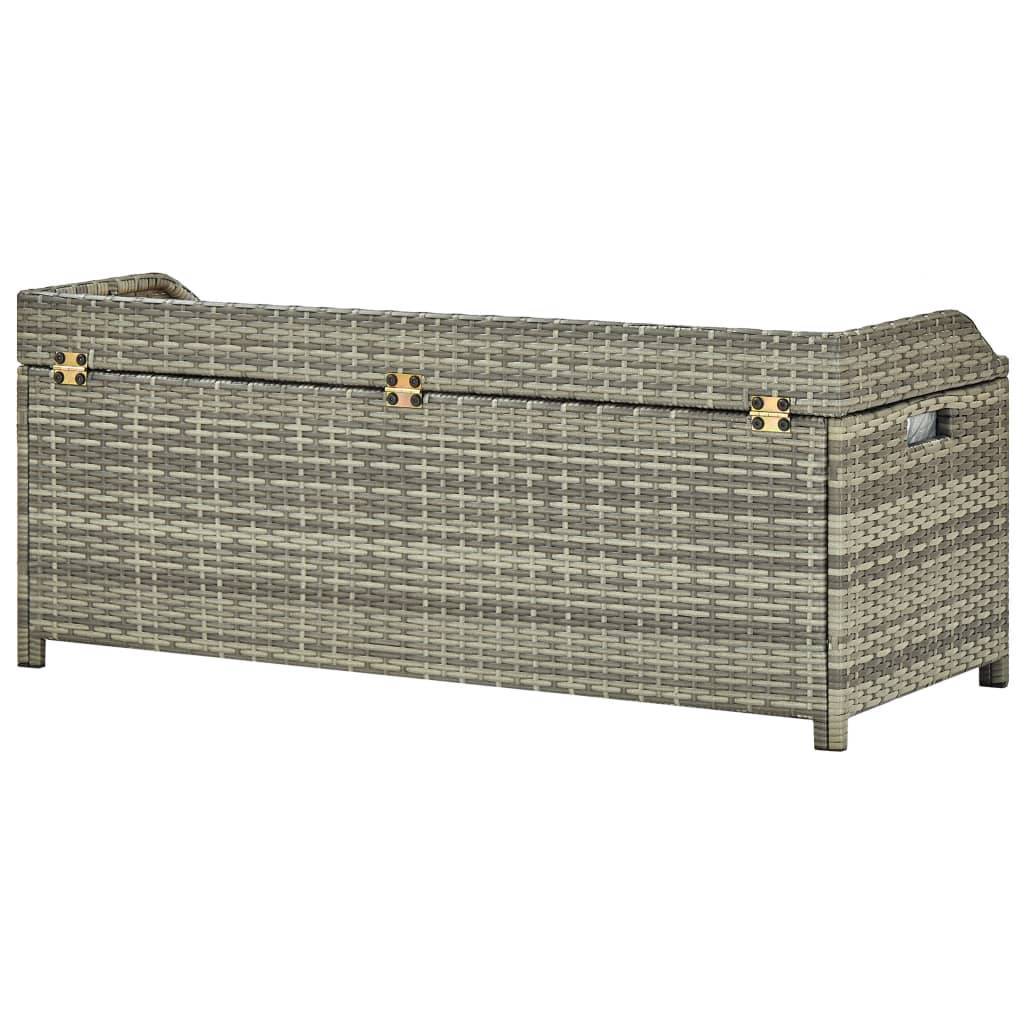 Helloshop26 - Banc de jardin meuble de patio d'extérieur terrasse de rangement de jardin 120 cm résine tressée gris - Imagen 5